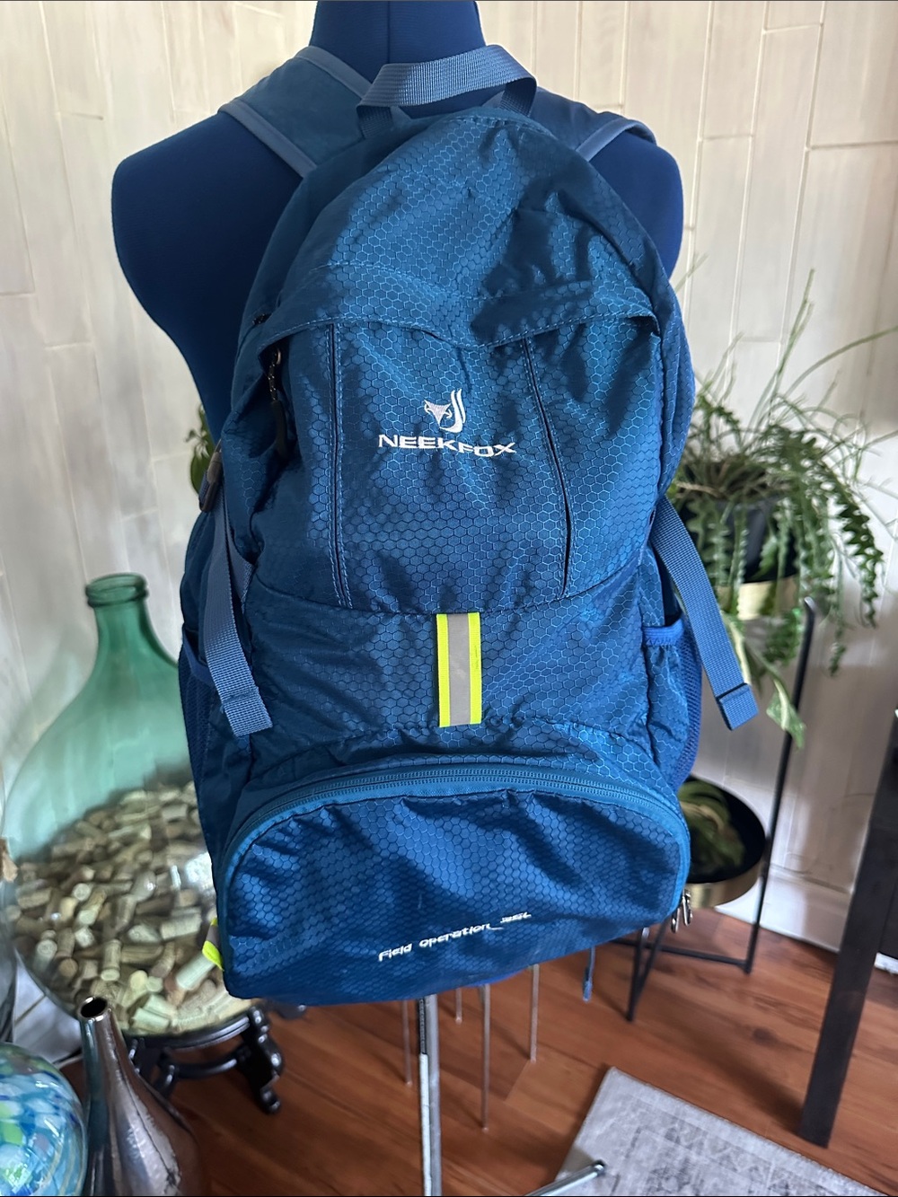 Men's Blue Daypack Backpack with Reflective Accent